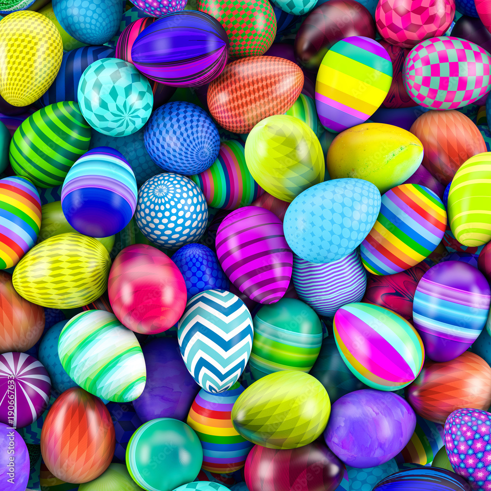 Pile of colorful easter eggs 3d illustration Pile of colorful easter eggs 3d illustration