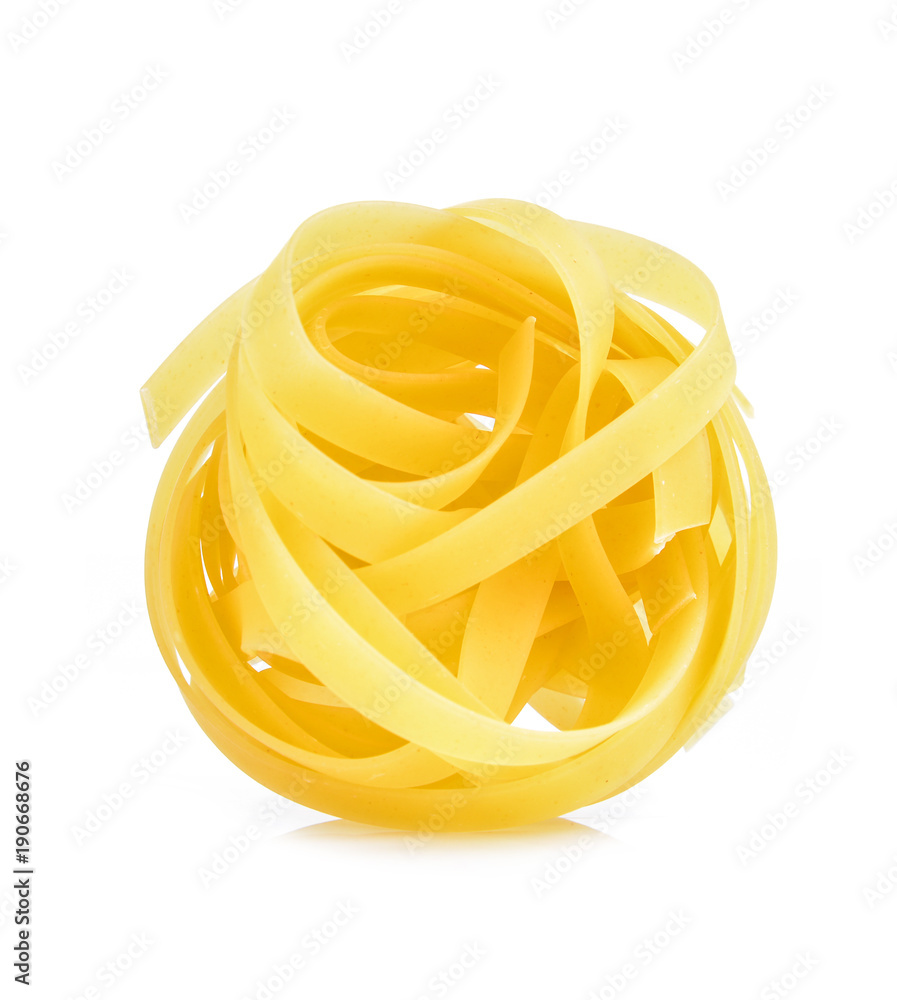 row dry nest pasta on white row dry nest pasta on white