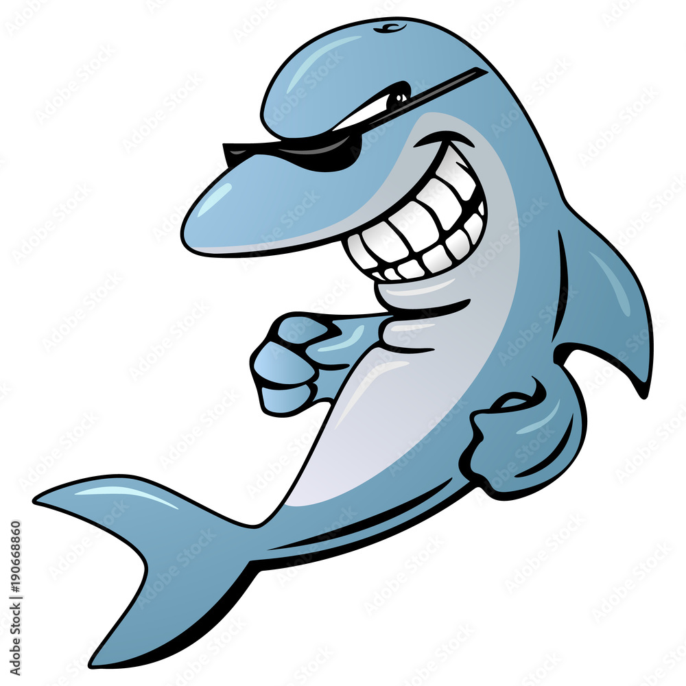 Obraz premium Cool Dolphin Cartoon Character Vector Graphic Illustration
