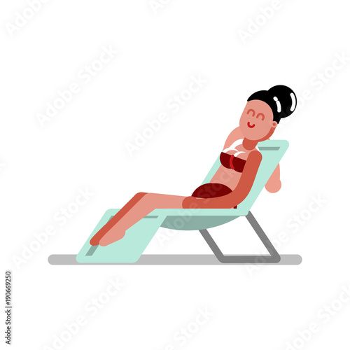 Girl chilling in chaise-longue