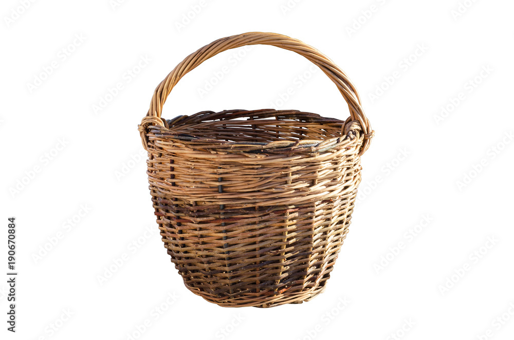 Obraz premium Isolated wicker basket on a white background.