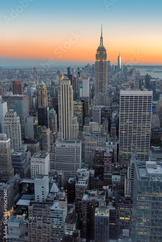 New York City skyline, Manhattan at sunset. © lucky-photo