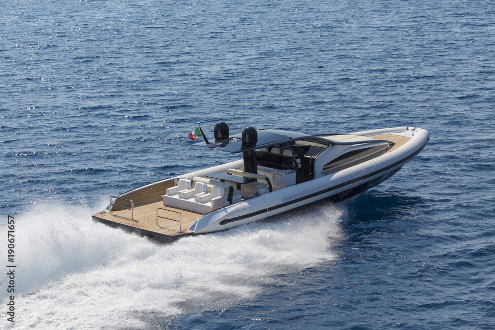 Fototapeta premium Motor boat in navigation