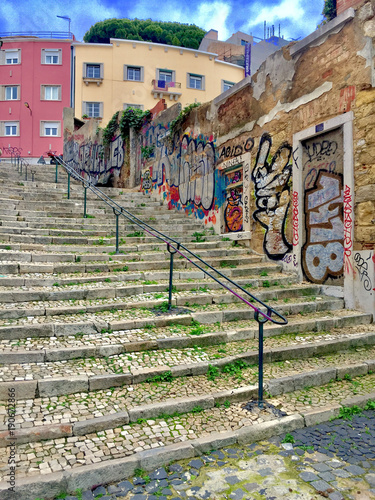 Obraz na płótnie Street art in Lisbon in Portugal w salonie