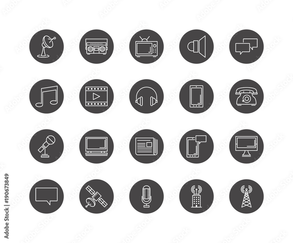 Set of line icons of communications, vector illustration