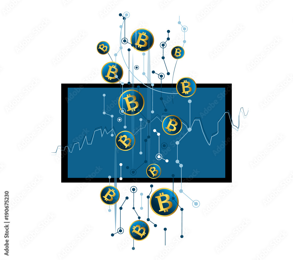 Obraz premium Bitcoin wallet cryptocurrency on virtual screen