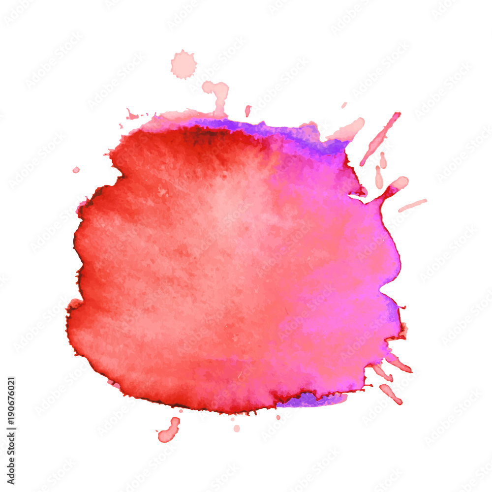 Abstract isolated colorful vector watercolor stain. Grunge element for paper design. Vector illustration