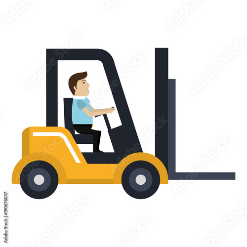 forklift vehicle with driver vector illustration design