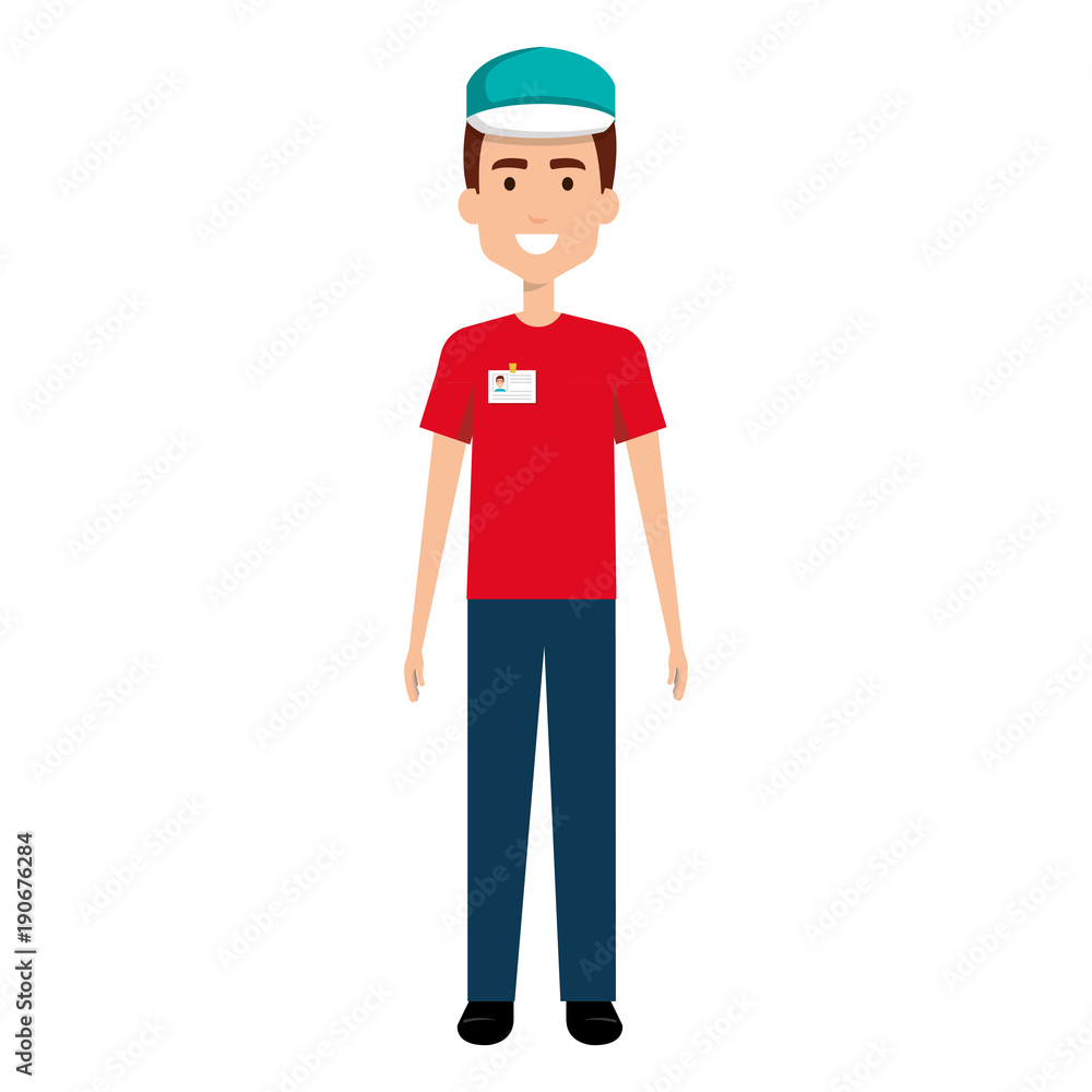 delivery worker avatar character vector illustration design