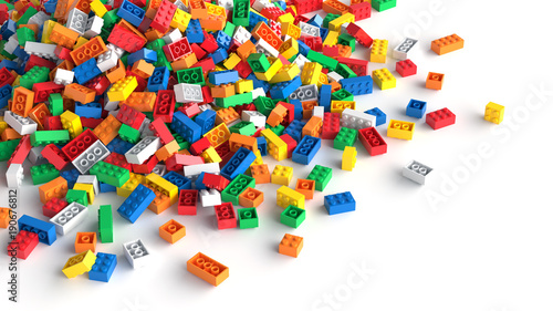 Pile of colored toy bricks ...