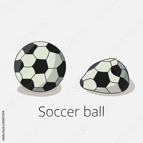 Soccer ball and deflated soccer ball