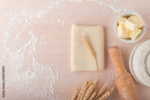 Bilde på lerret Puff pastry dough.