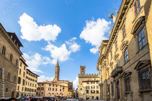 Old city of Florence with classical architectural features of the buildings, Tuscany, Italy