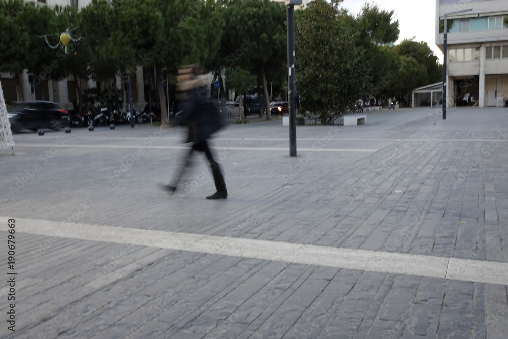 person out of focus for the city person out of focus for the city