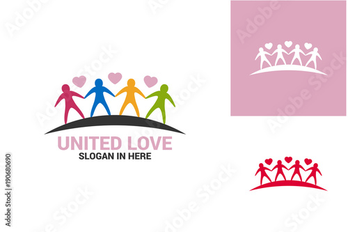 United Love Logo Template Design Vector, Emblem, Design Concept, Creative Symbol, Icon