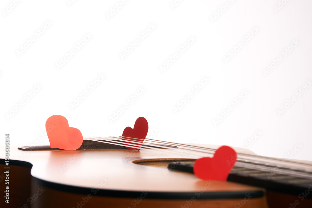 Acoustic Guitar with red hearts Acoustic Guitar with red hearts