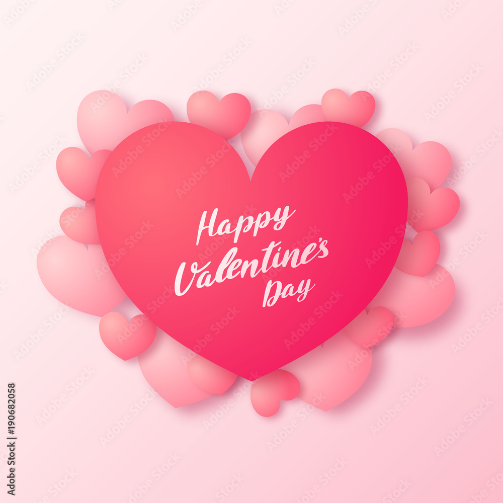 Valentines day. Background with paper heart. Vector illustration.