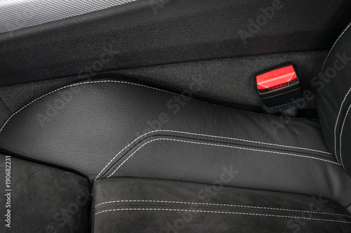 Part of modern car leather seat. Interior detail.