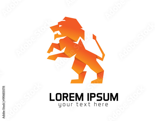 Origami Lion logo illustration