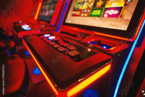 Photography Gambling machine at casino club. Shallow depth of field.