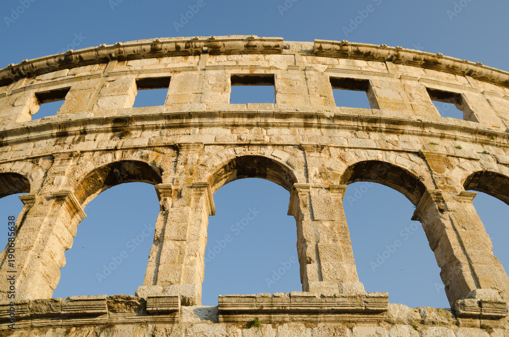 Ancient Roman empire colosseum in Pula, Croatia