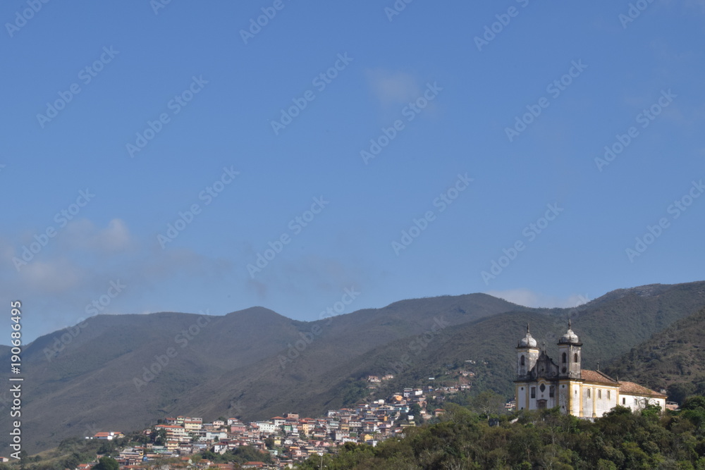 Skyline da cidade de Ouro Preto no Brasil