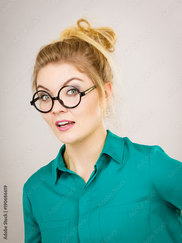 Business woman being positive shocked Business woman being positive shocked
