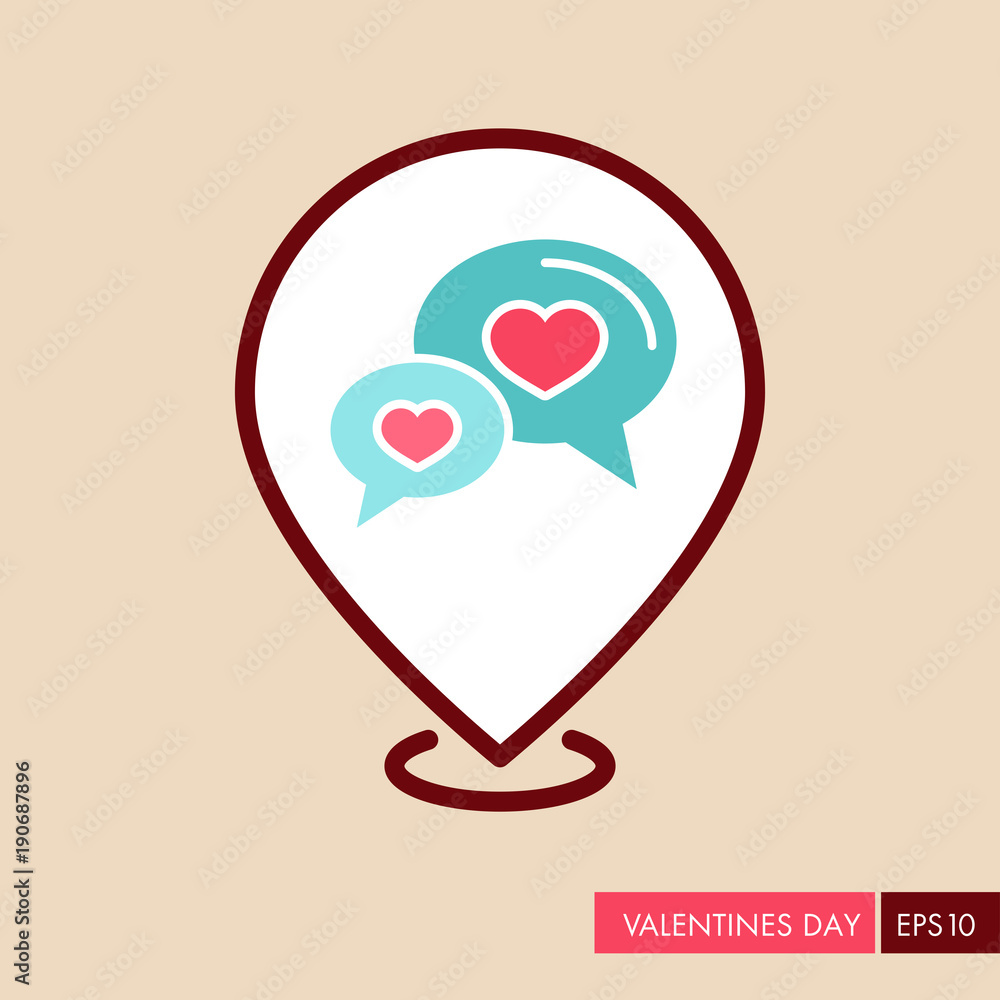 Speech bubbles heart pin map icon Speech bubbles heart pin map icon