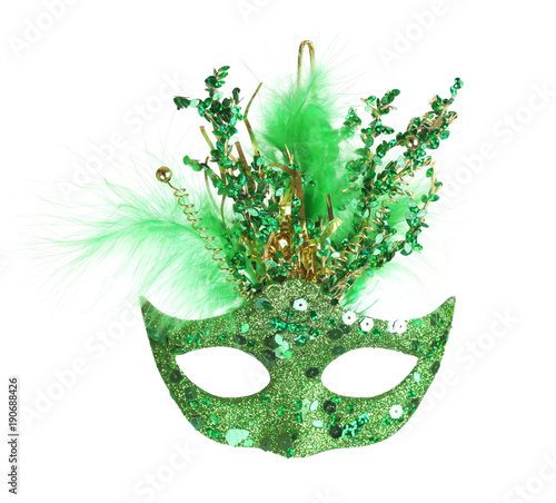 Colorful Mardi Gras mask isolated on white photo