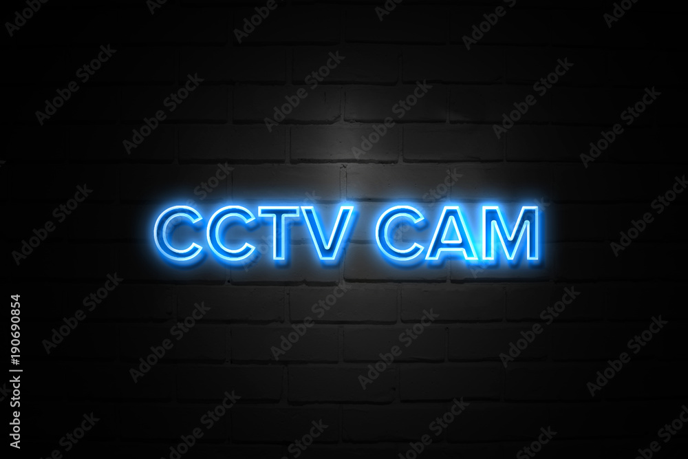 Cctv Cam neon Sign on brickwall