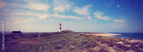 Leuchtturm Ost am Ellenbogen auf Sylt, Vintage Look