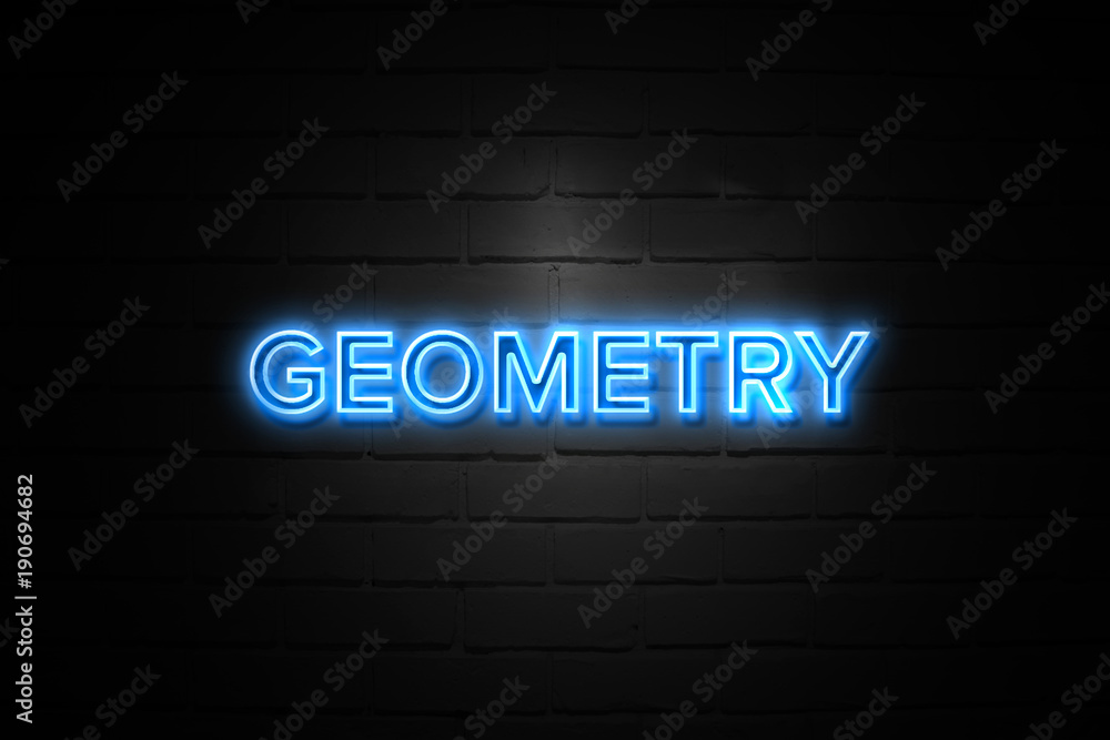 Geometry neon Sign on brickwall Geometry neon Sign on brickwall