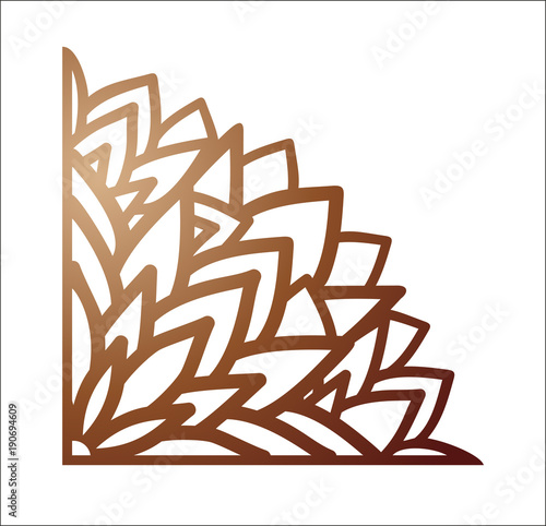 Laser cutting corner. Vector template for paper cutting, metal and woodcut. Tapestry panel. Jigsaw die cut ornament. Lacy cutout silhouette stencil. Fretwork floral pattern.
