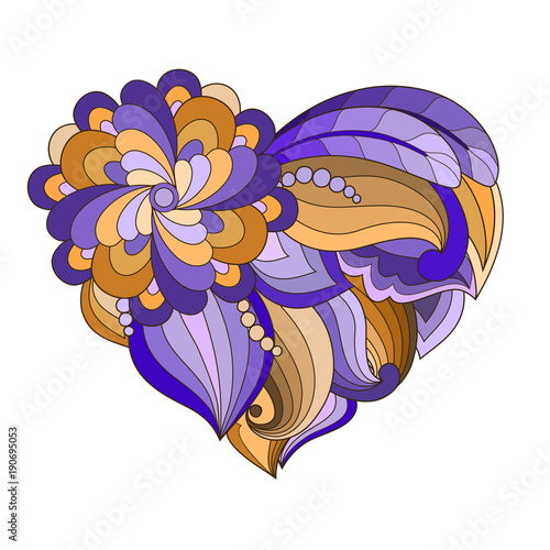 The  drawn  heart with flowers and plants for Valentine's Day or weddings