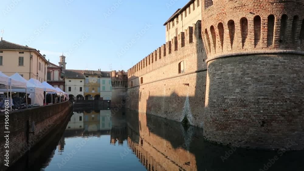 Fontanellato, Italy, the fortress surrounded by a moat full of water Fontanellato, Italy, the fortress surrounded by a moat full of water