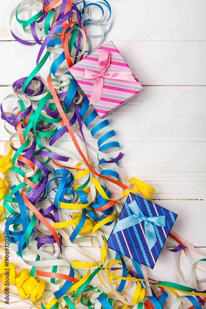 Obraz premium Party festive background with confetti. Copy space