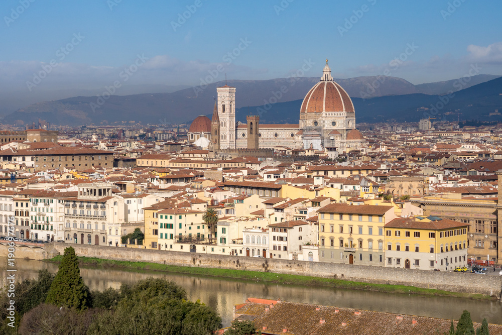 View on Duomo from Piazzale Michelangelo in Florence, Italy