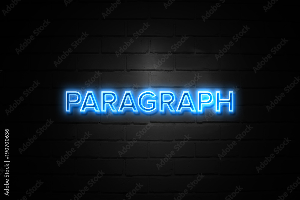 Paragraph neon Sign on brickwall Paragraph neon Sign on brickwall