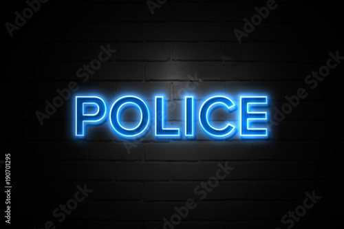 Police neon Sign on brickwall
