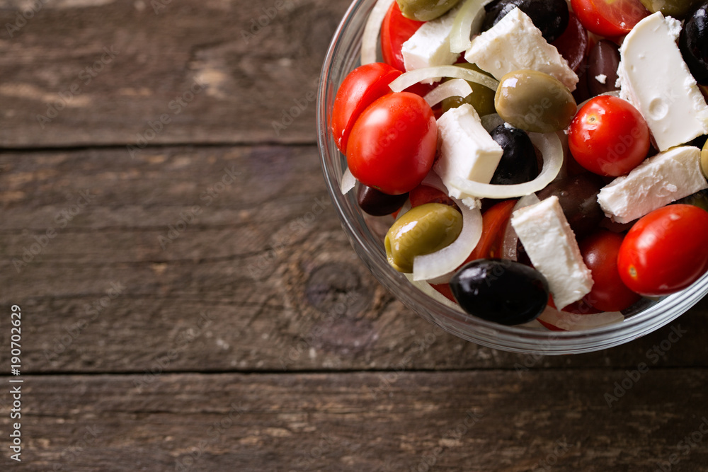 Greek vegetable salad with feta cheese. Greek vegetable salad with feta cheese.