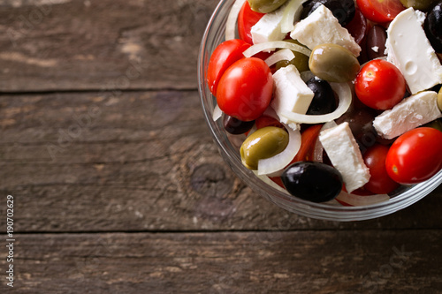 Greek vegetable salad with feta cheese.