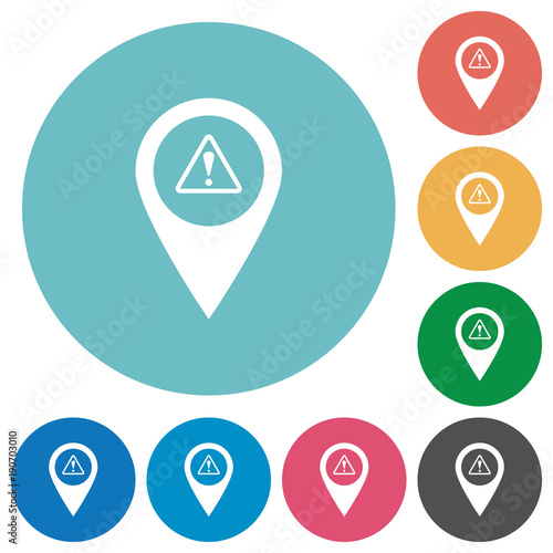 GPS map location warning flat round icons