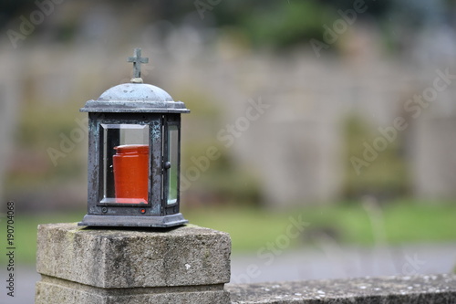 Tomb lamp on a cemetery in Muenster-Germany
