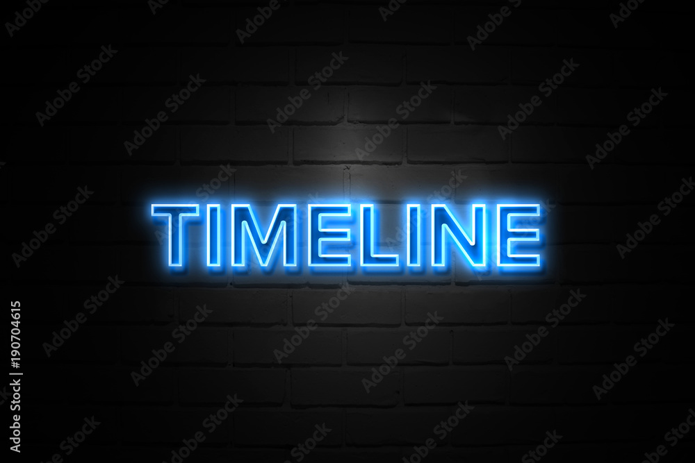 Timeline neon Sign on brickwall Timeline neon Sign on brickwall