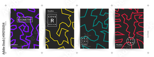 Broken lines, abstraction, bright curves, grid and shape. Applicable for gift card,cover,poster.
