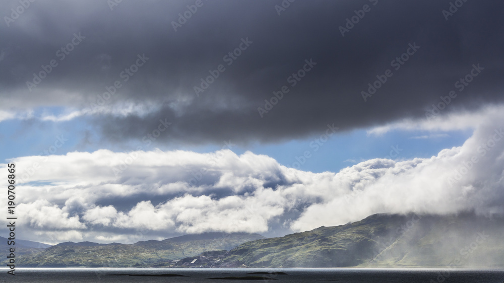Fototapeta premium view from castle stalker viewpoint, scottish weather