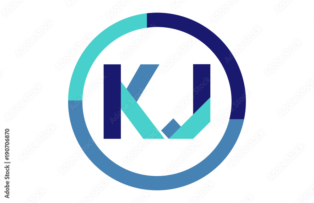 KJ Global Circle Ribbon letter Logo KJ Global Circle Ribbon letter Logo