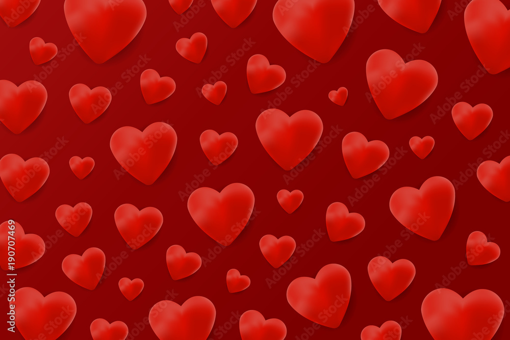 Vector realistic isolated background with hearts for decoration and covering. Concept of Happy Valentine's Day, wedding and anniversary.