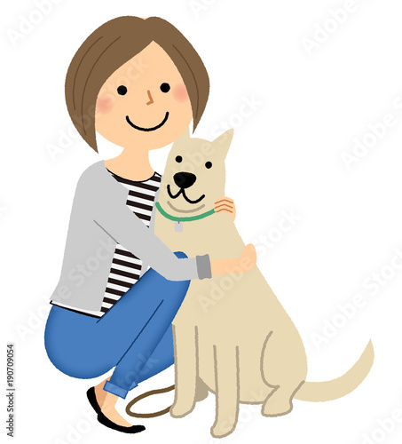 若い女性　ママ　愛犬