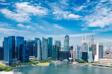 Fotobehang Singapore Singapore stadsgezicht onder heldere lucht  © Ivan Kurmyshov